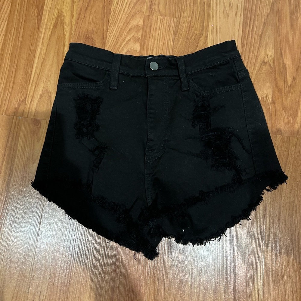 Black Ripped Cutoff Shorts